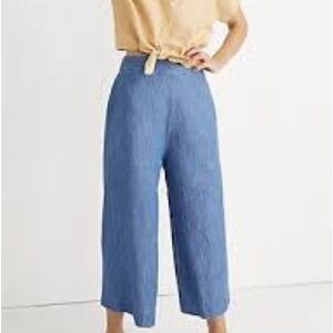 Madewell Chambray Huston Pull-On Crop Pants - Size L 🌿👖